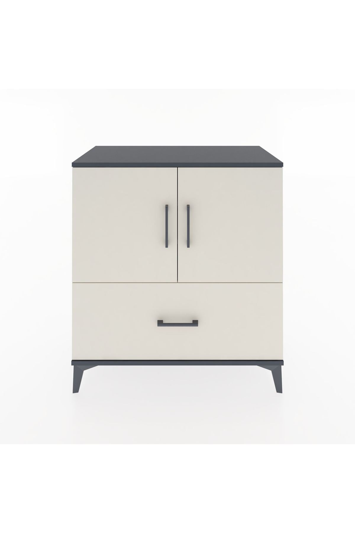 Hyperion Şifonyer 3 Raflı Tek Çekmeceli 2 Kapaklı 88x44x96 Antrasit-Aytaşı