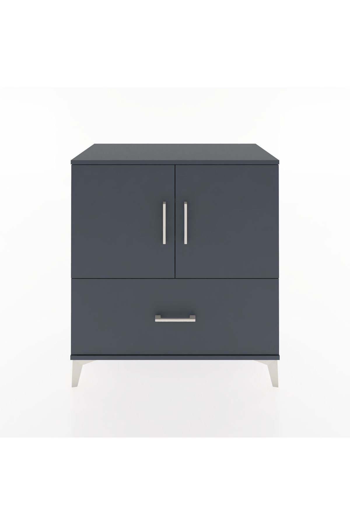 Hyperion Şifonyer 3 Raflı Tek Çekmeceli 2 Kapaklı 88x44x96 Antrasit-Antrasit