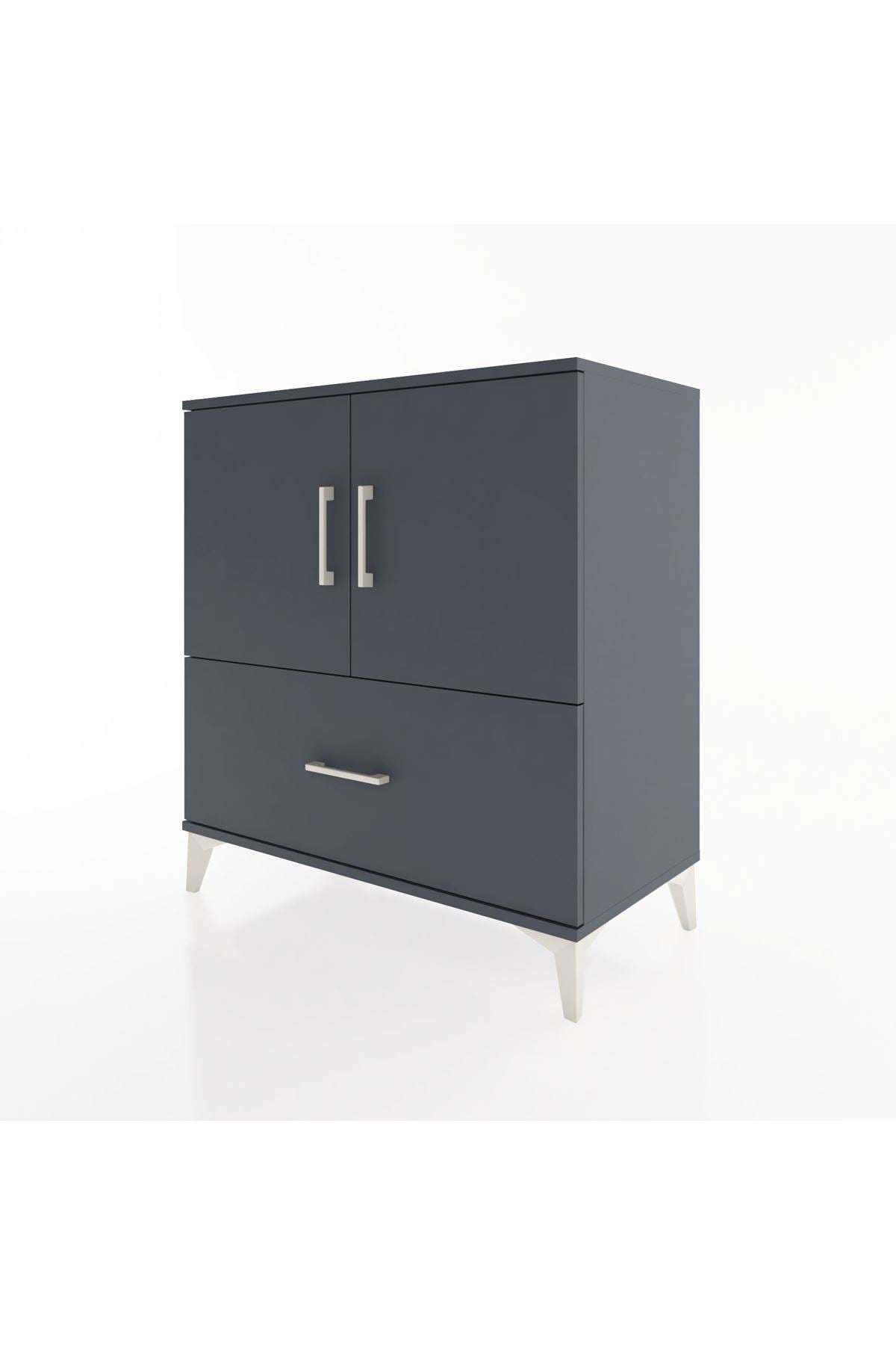 Hyperion Şifonyer 3 Raflı Tek Çekmeceli 2 Kapaklı 88x44x96 Antrasit-Antrasit