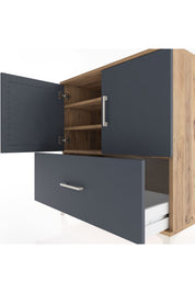 Hyperion Şifonyer 3 Raflı Tek Çekmeceli 2 Kapaklı 88x44x96 Çam-Antrasit