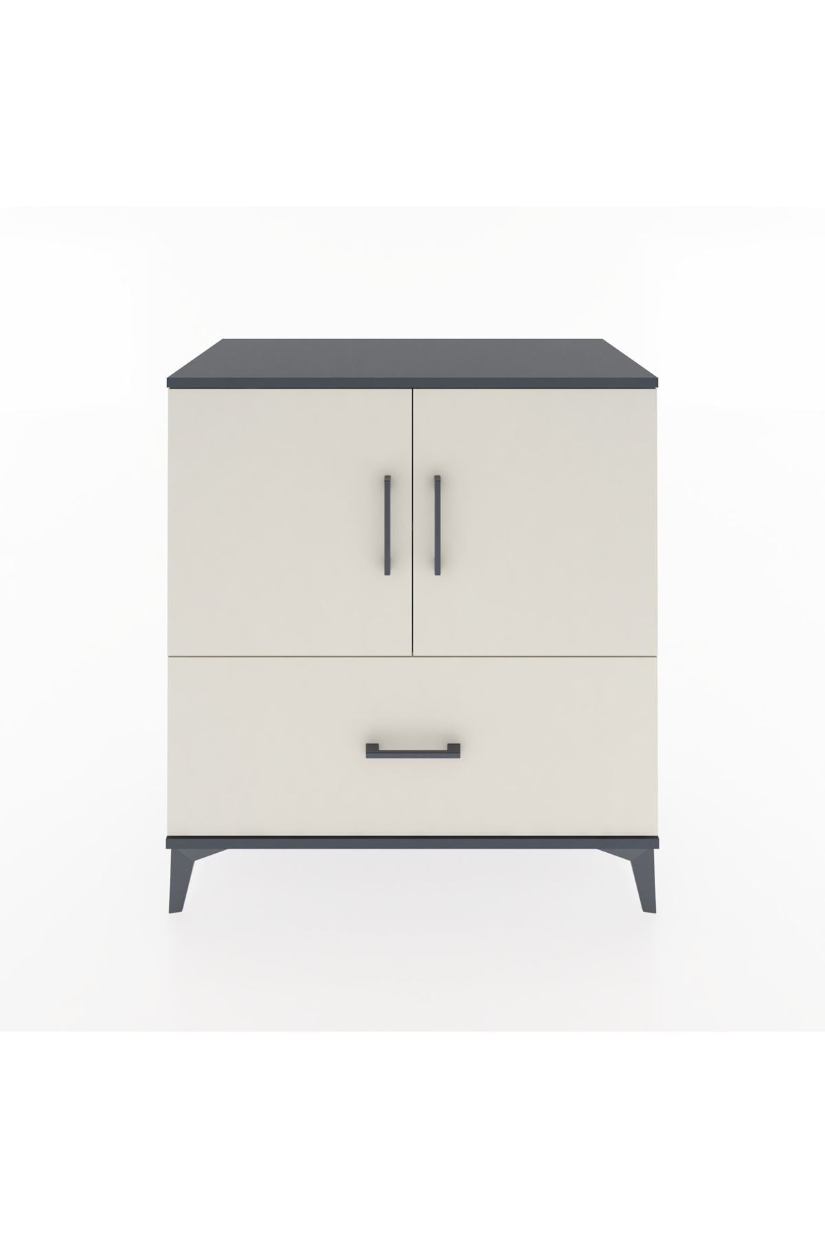 Hyperion Şifonyer 2 Raflı Tek Çekmeceli 2 Kapaklı 88x44x96 Antrasit-Aytaşı