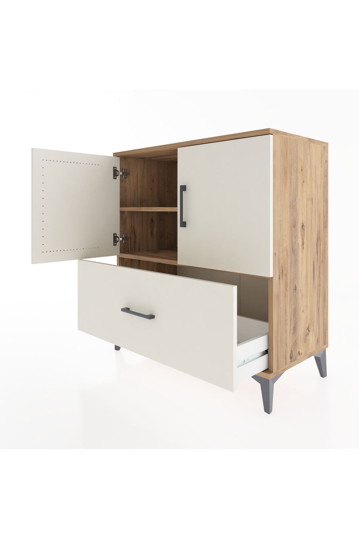 Hyperion Şifonyer 2 Raflı Tek Çekmeceli 2 Kapaklı 88x44x96 Çam-Aytaşı