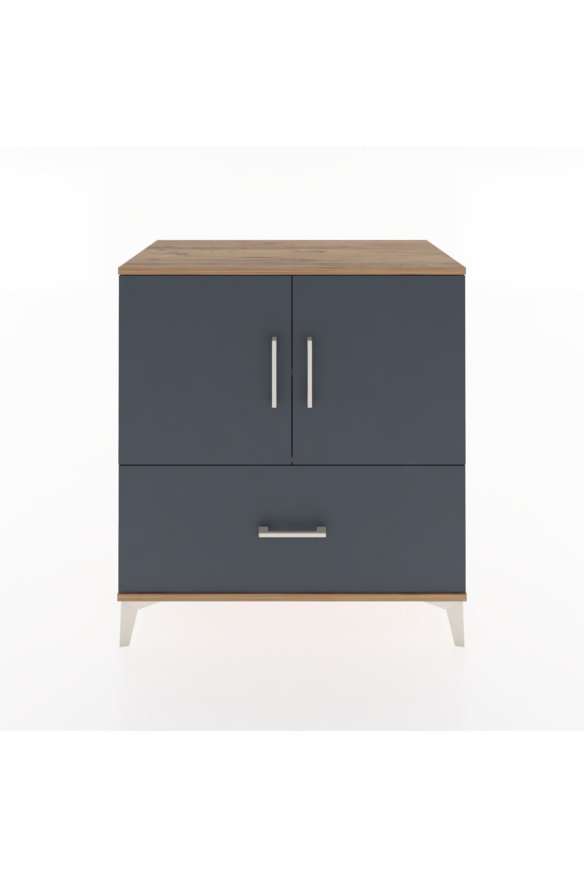 Hyperion Şifonyer 2 Raflı Tek Çekmeceli 2 Kapaklı 88x44x96 Çam-Antrasit