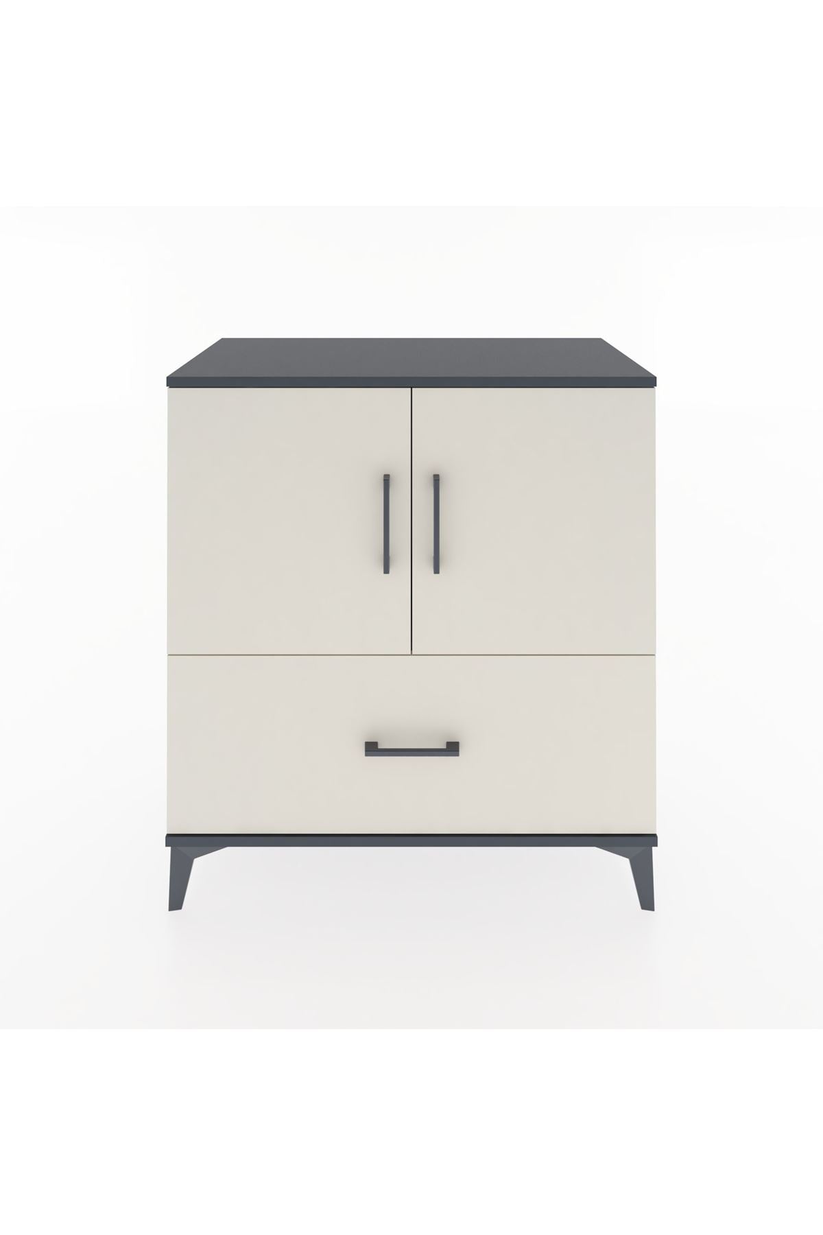 Hyperion Şifonyer Tek Raflı Tek Çekmeceli 2 Kapaklı 88x44x96 Antrasit-Aytaşı