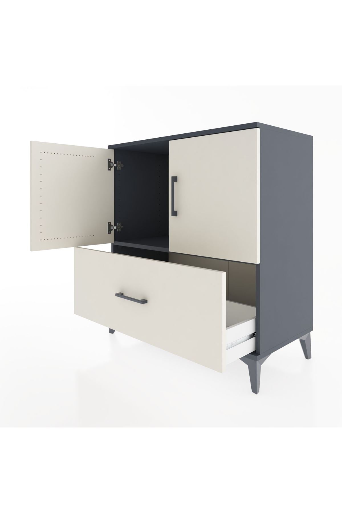 Hyperion Şifonyer Tek Raflı Tek Çekmeceli 2 Kapaklı 88x44x96 Antrasit-Aytaşı