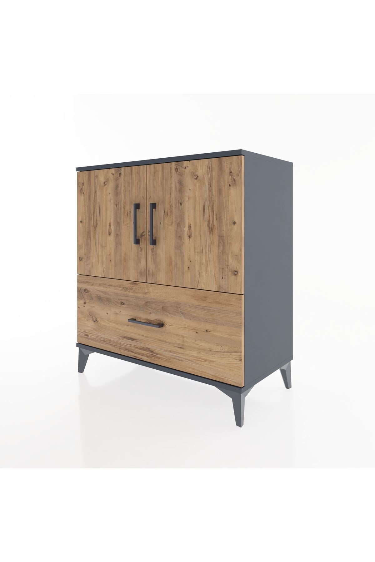 Hyperion Şifonyer Tek Raflı Tek Çekmeceli 2 Kapaklı 88x44x96 Antrasit-Çam