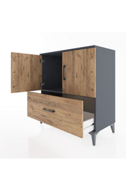 Hyperion Şifonyer Tek Raflı Tek Çekmeceli 2 Kapaklı 88x44x96 Antrasit-Çam