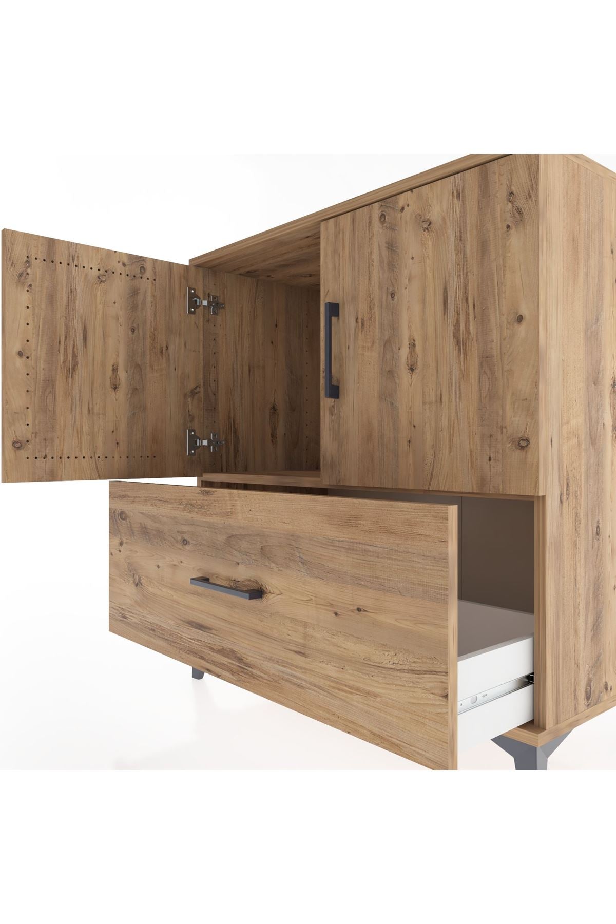 Hyperion Şifonyer Tek Raflı Tek Çekmeceli 2 Kapaklı 88x44x96 Çam-Çam
