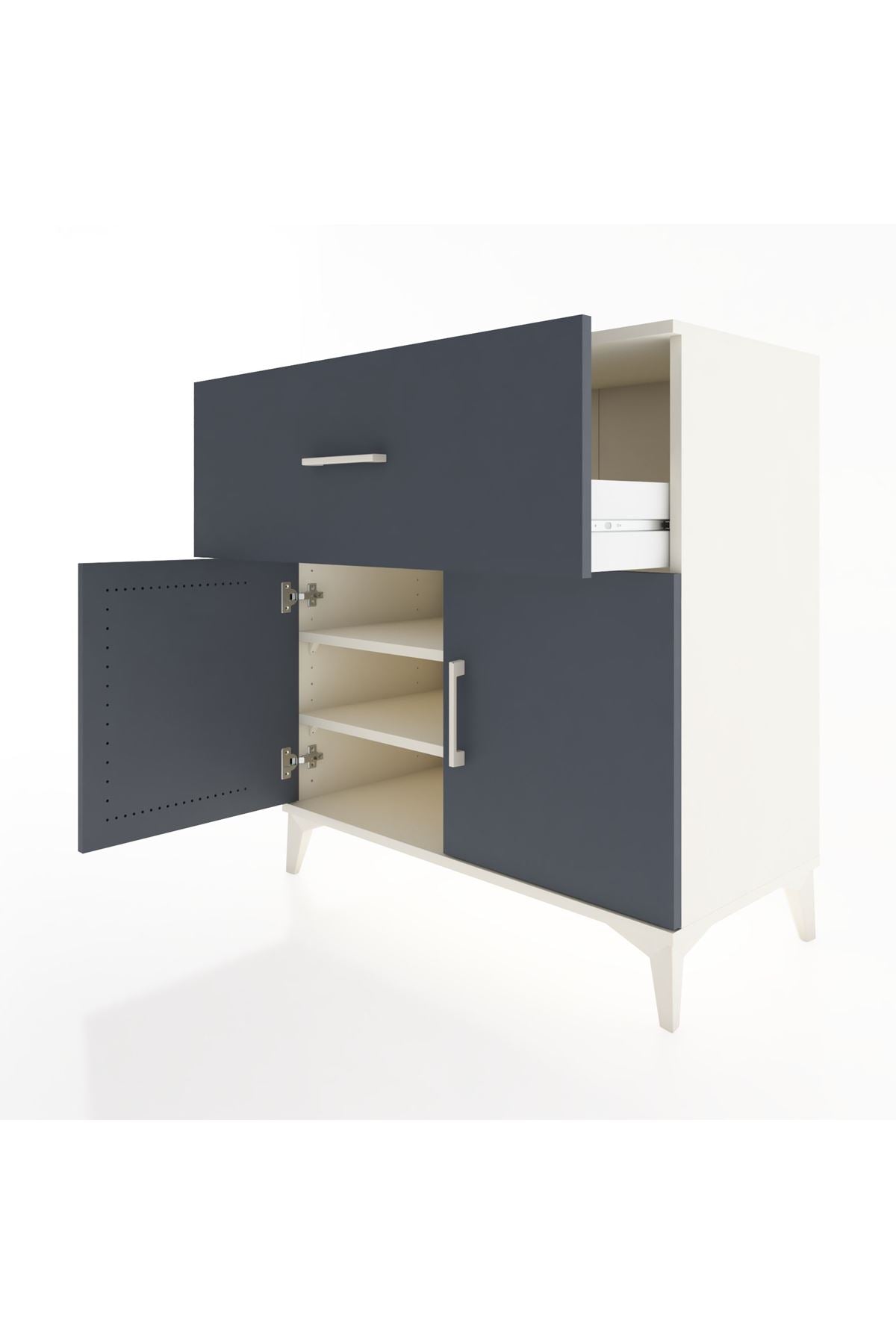 Hyperion Şifonyer 2 Raflı Tek Çekmeceli 2 Kapaklı 88x44x96 Aytaşı-Antrasit