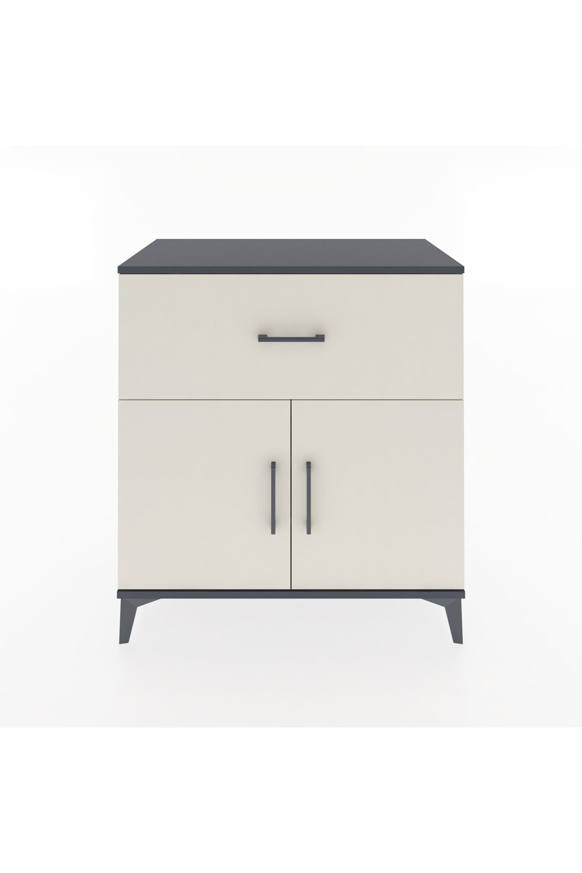 Hyperion Şifonyer 2 Raflı Tek Çekmeceli 2 Kapaklı 88x44x96 Antrasit-Aytaşı