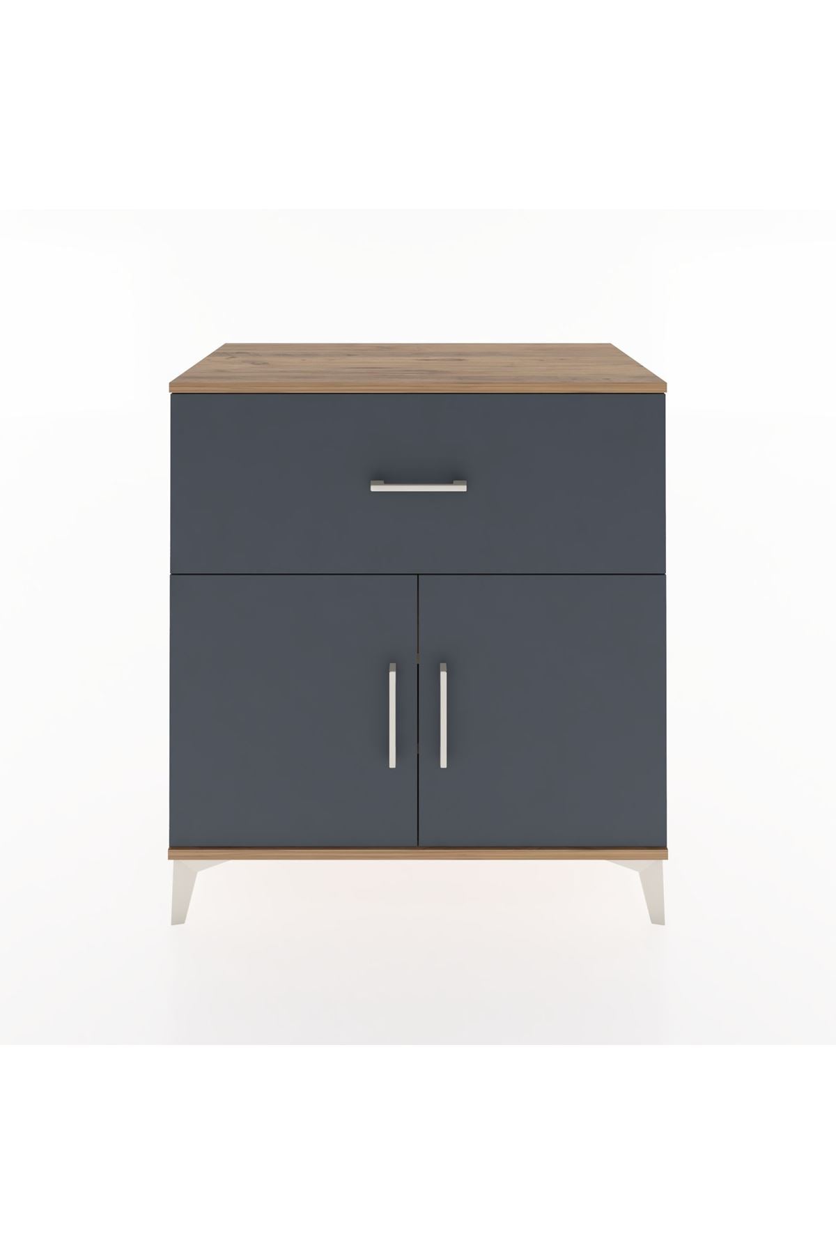 Hyperion Şifonyer 2 Raflı Tek Çekmeceli 2 Kapaklı 88x44x96 Çam-Antrasit