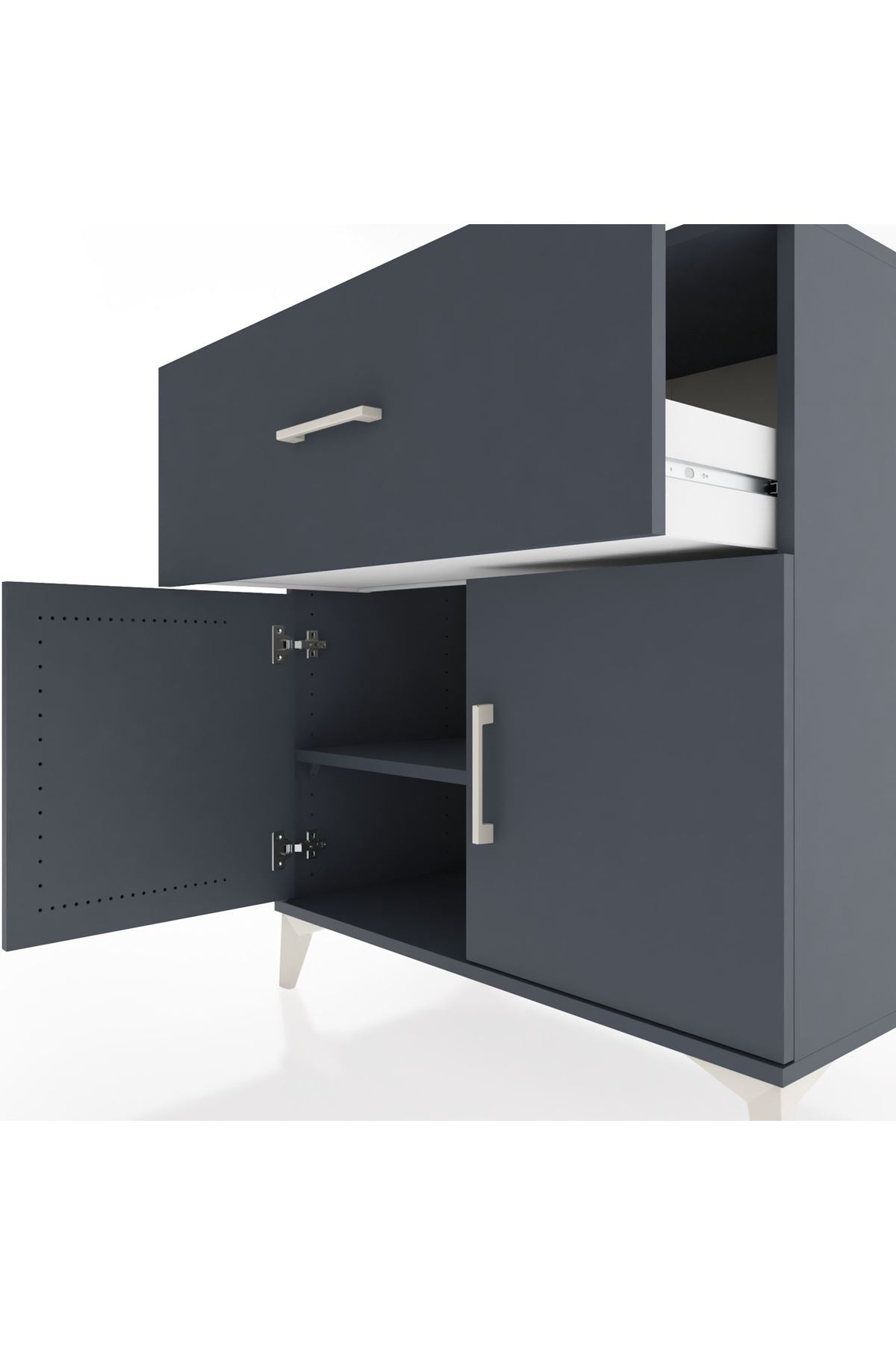 Hyperion Şifonyer Tek Raflı Tek Çekmeceli 2 Kapaklı 88x44x96 Antrasit-Antrasit