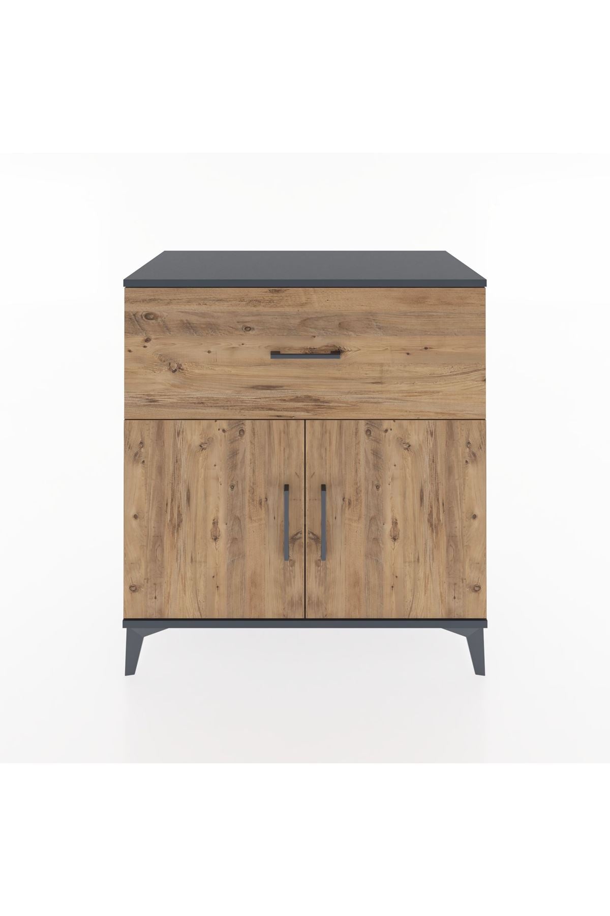 Hyperion Şifonyer Tek Raflı Tek Çekmeceli 2 Kapaklı 88x44x96 Antrasit-Çam