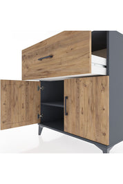 Hyperion Şifonyer Tek Raflı Tek Çekmeceli 2 Kapaklı 88x44x96 Antrasit-Çam