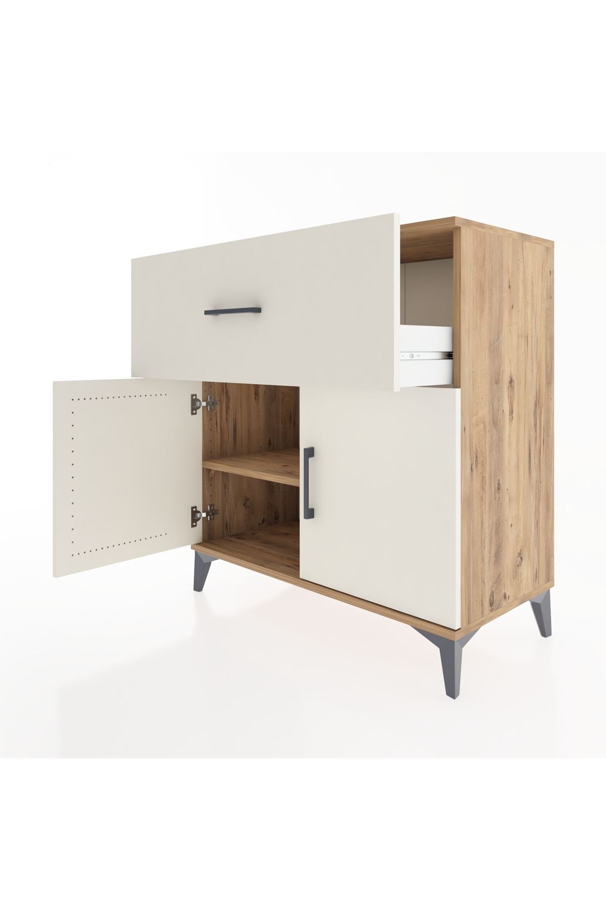 Hyperion Şifonyer Tek Raflı Tek Çekmeceli 2 Kapaklı 88x44x96 Çam-Aytaşı