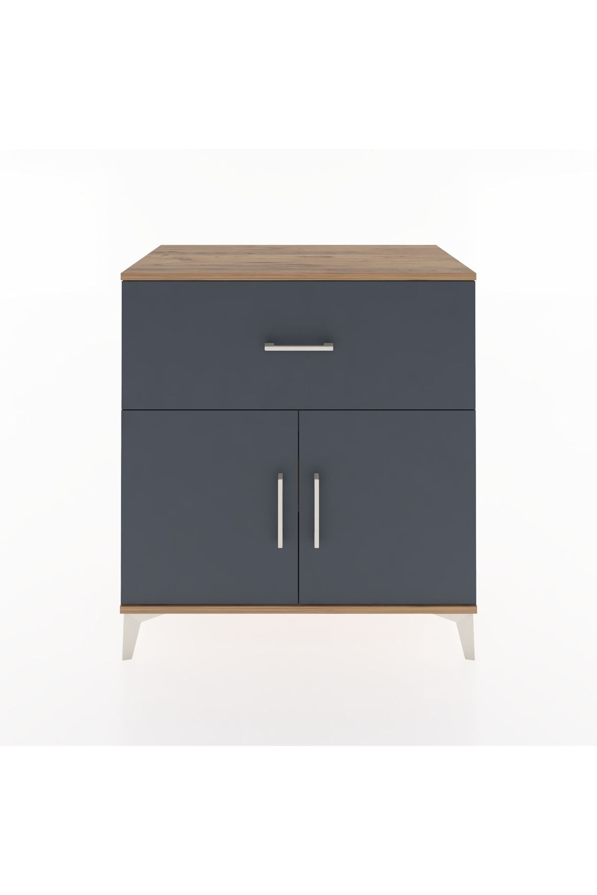 Hyperion Şifonyer Tek Raflı Tek Çekmeceli 2 Kapaklı 88x44x96 Çam-Antrasit