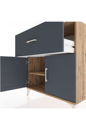 Hyperion Şifonyer Tek Raflı Tek Çekmeceli 2 Kapaklı 88x44x96 Çam-Antrasit