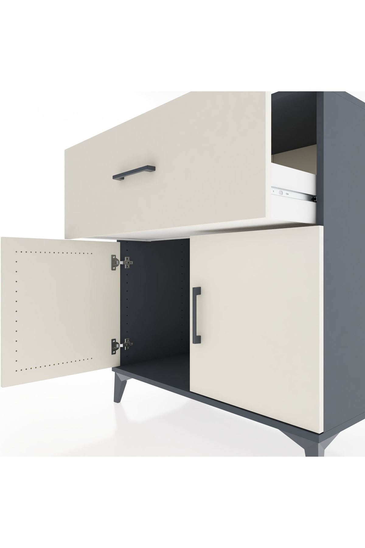 Hyperion Şifonyer Tek Çekmeceli 2 Kapaklı 88x44x96 Antrasit-Aytaşı