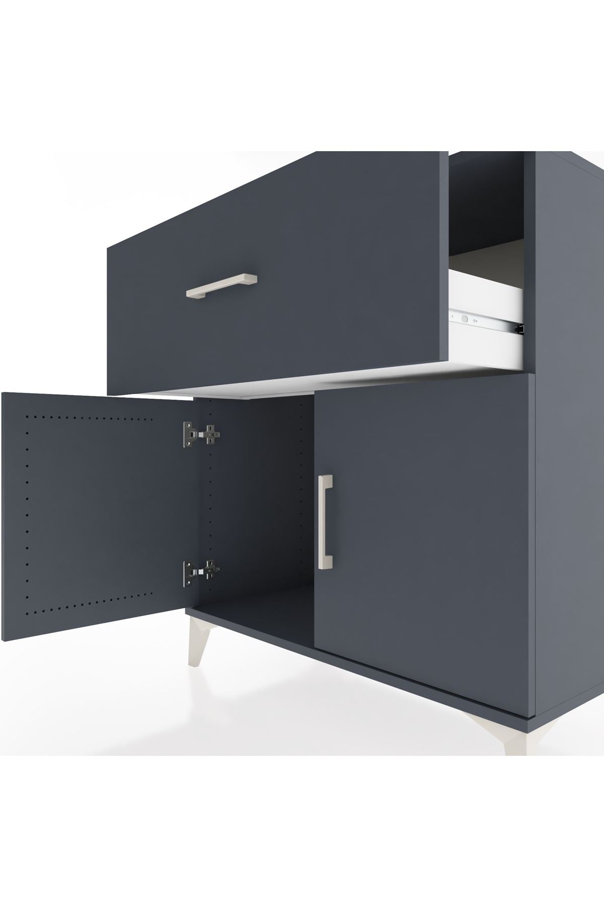 Hyperion Şifonyer Tek Çekmeceli 2 Kapaklı 88x44x96 Antrasit-Antrasit