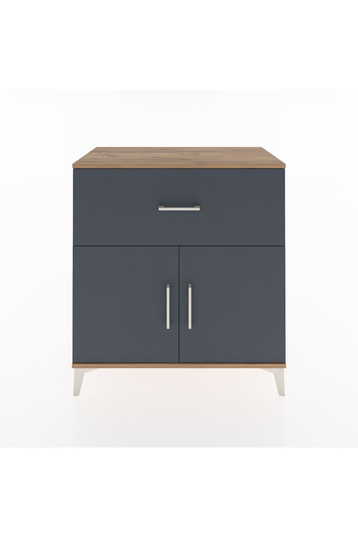 Hyperion Şifonyer Tek Çekmeceli 2 Kapaklı 88x44x96 Çam-Antrasit