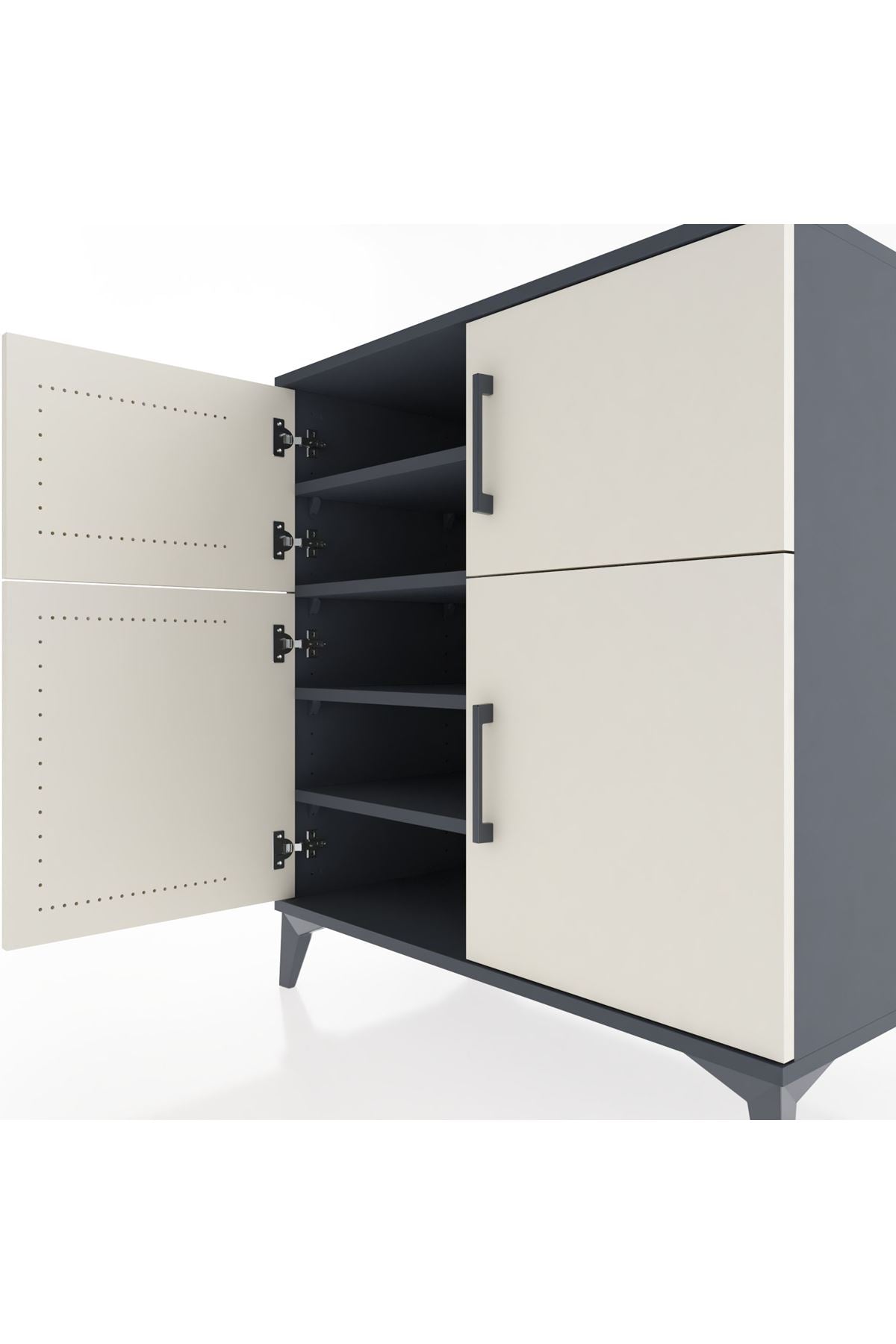 Hyperion Şifonyer 4 Raflı 4 Kapaklı 88x44x96 Antrasit-Aytaşı