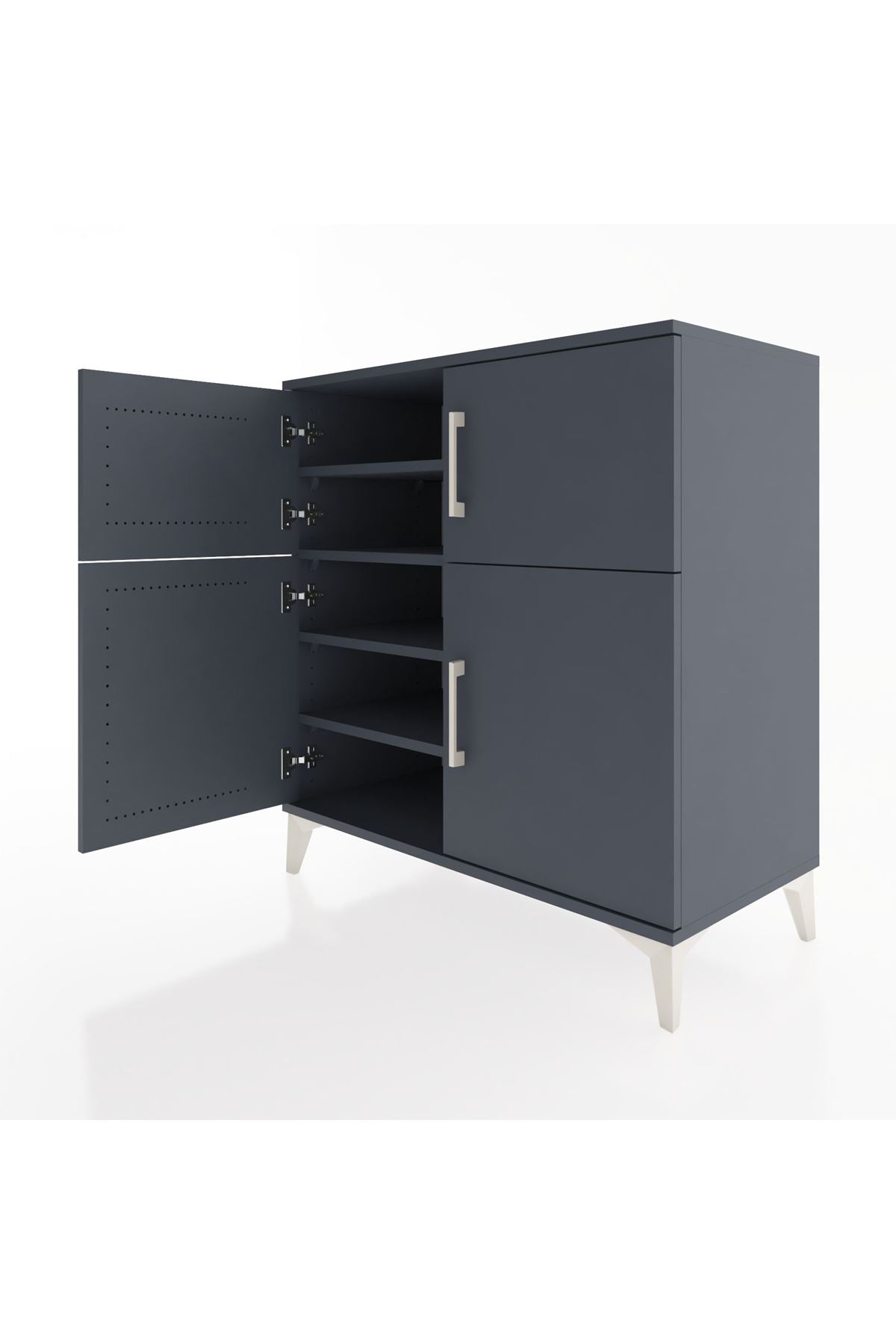 Hyperion Şifonyer 4 Raflı 4 Kapaklı 88x44x96 Antrasit-Antrasit