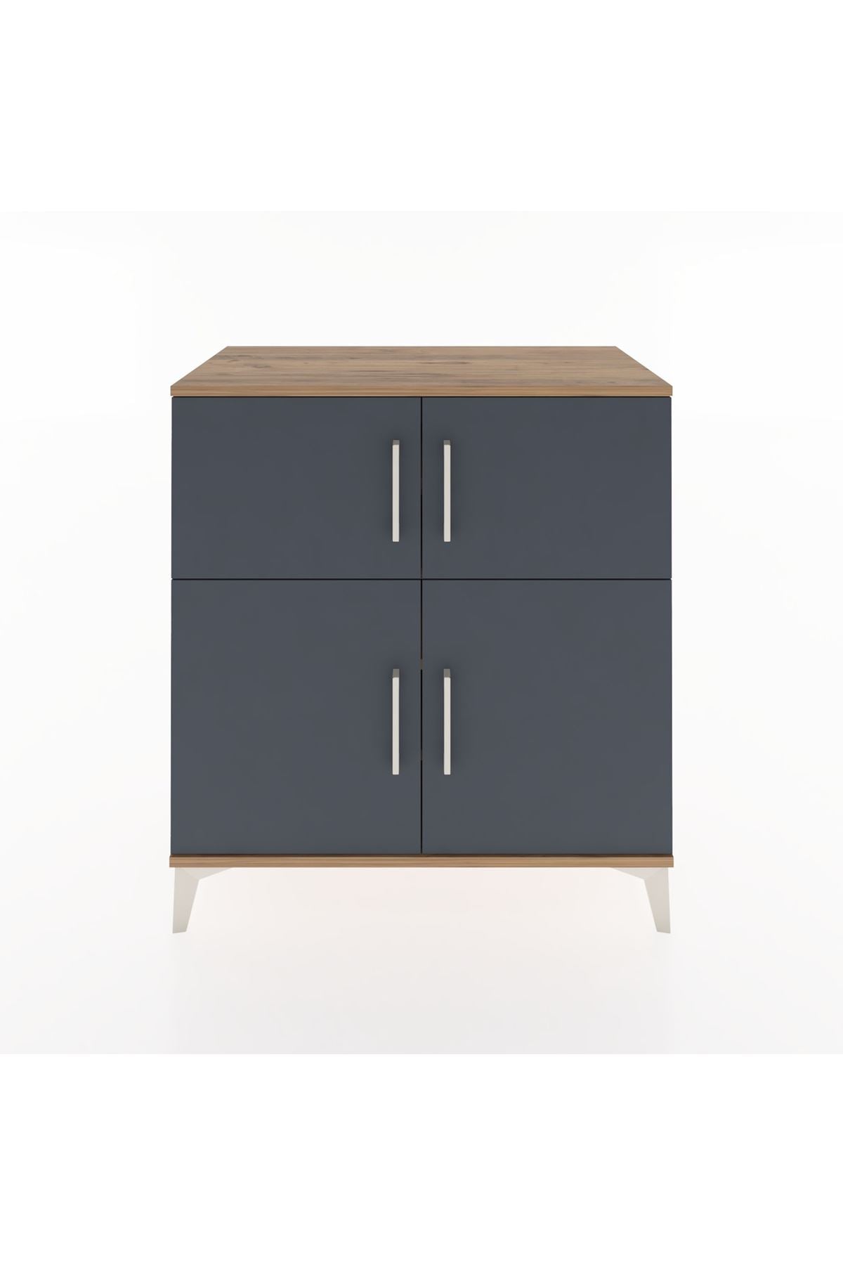 Hyperion Şifonyer 4 Raflı 4 Kapaklı 88x44x96 Çam-Antrasit