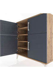 Hyperion Şifonyer 4 Raflı 4 Kapaklı 88x44x96 Çam-Antrasit