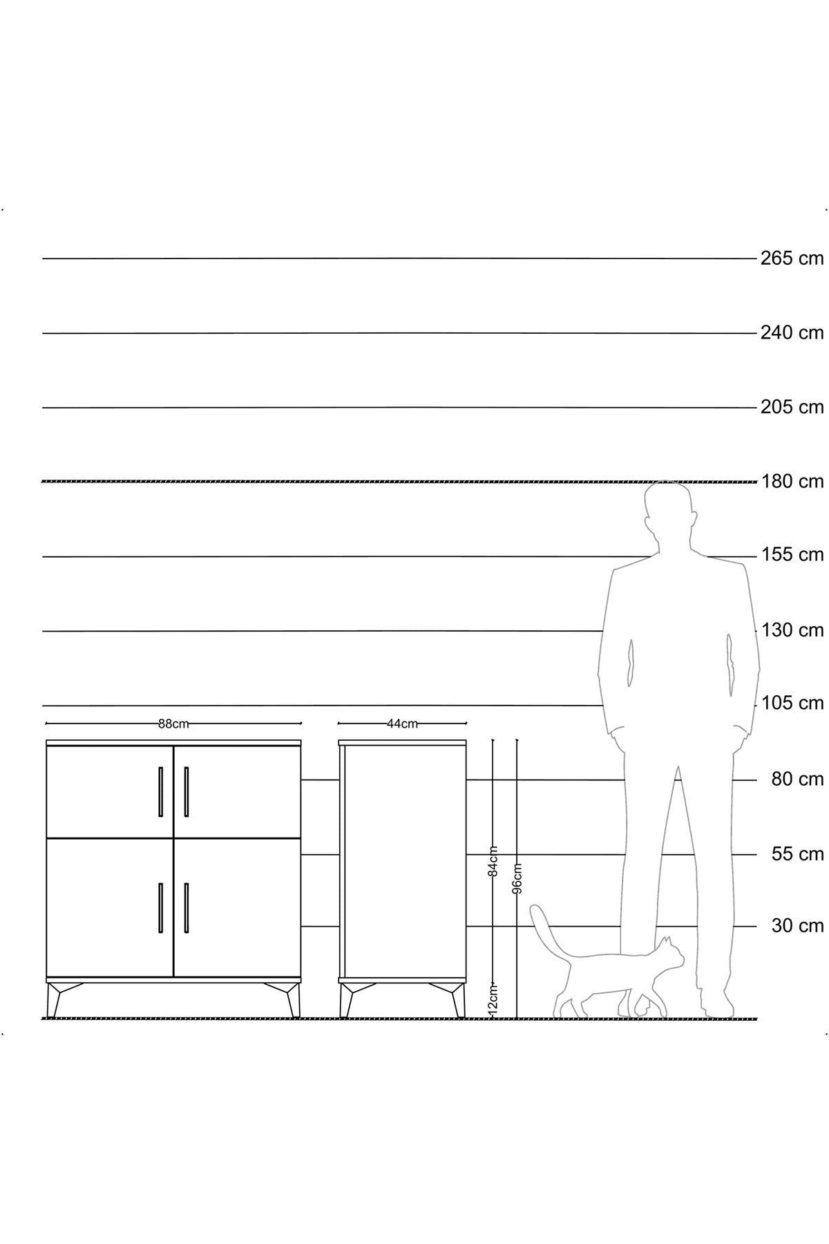 Hyperion Şifonyer 4 Raflı 4 Kapaklı 88x44x96 Çam-Antrasit