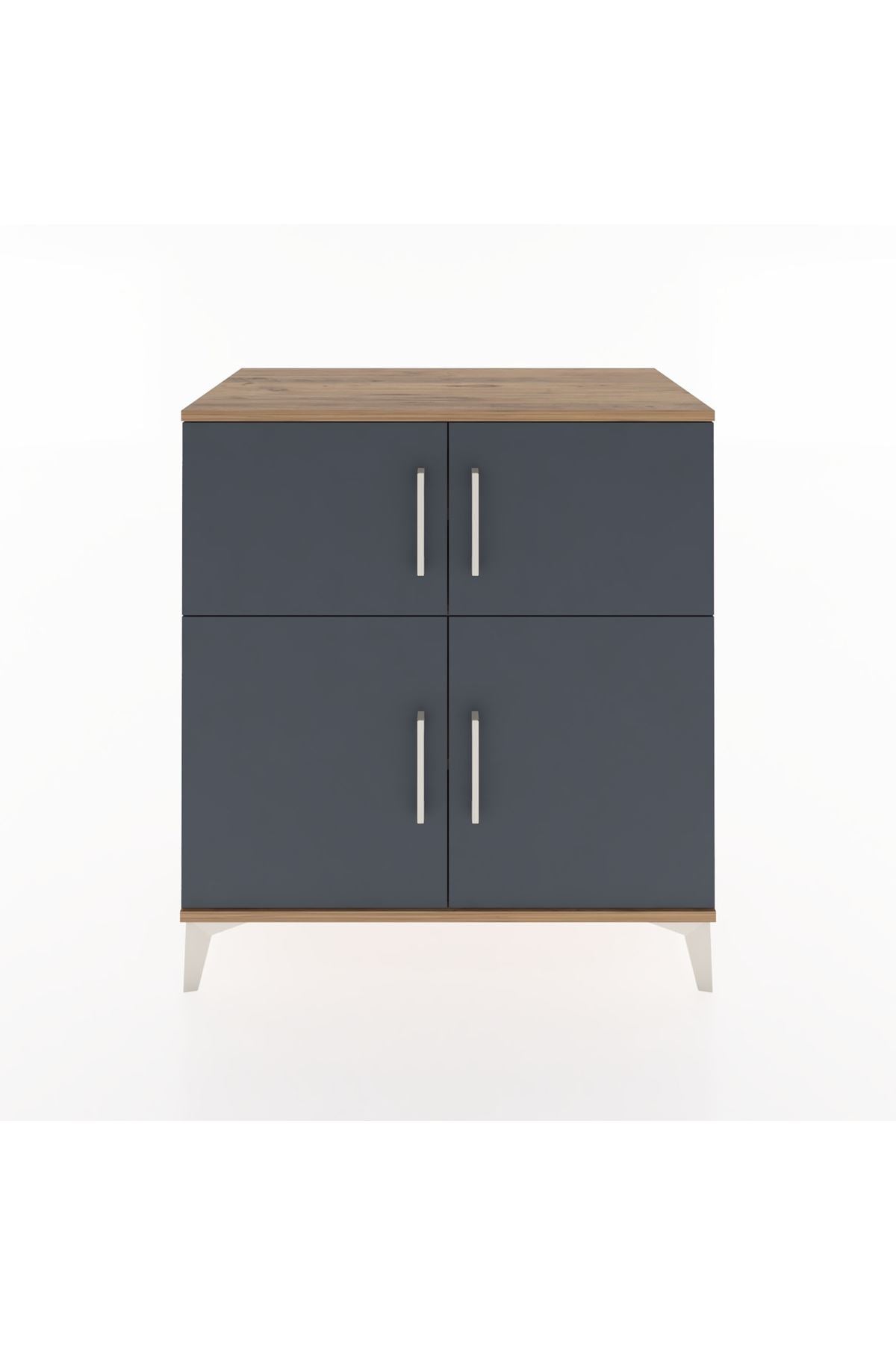 Hyperion Şifonyer 3 Raflı 4 Kapaklı 88x44x96 Çam-Antrasit