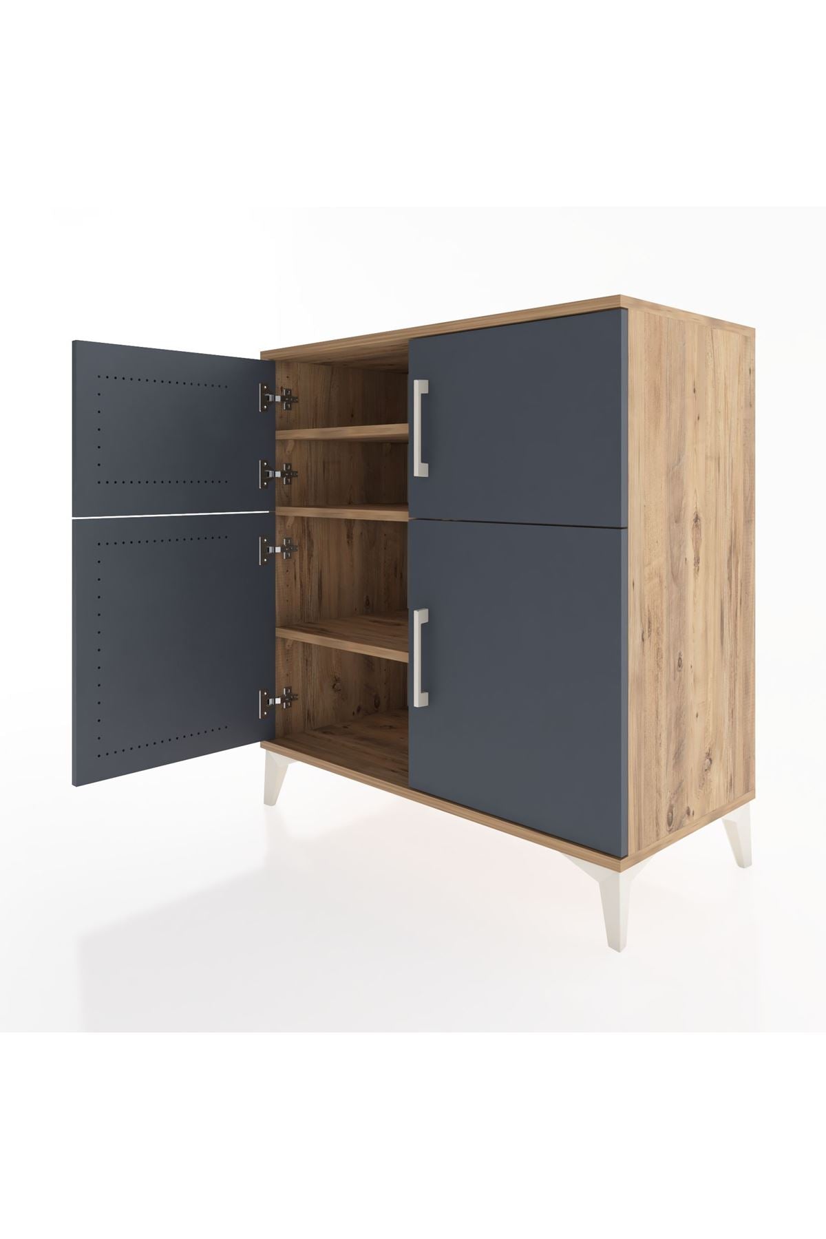 Hyperion Şifonyer 3 Raflı 4 Kapaklı 88x44x96 Çam-Antrasit