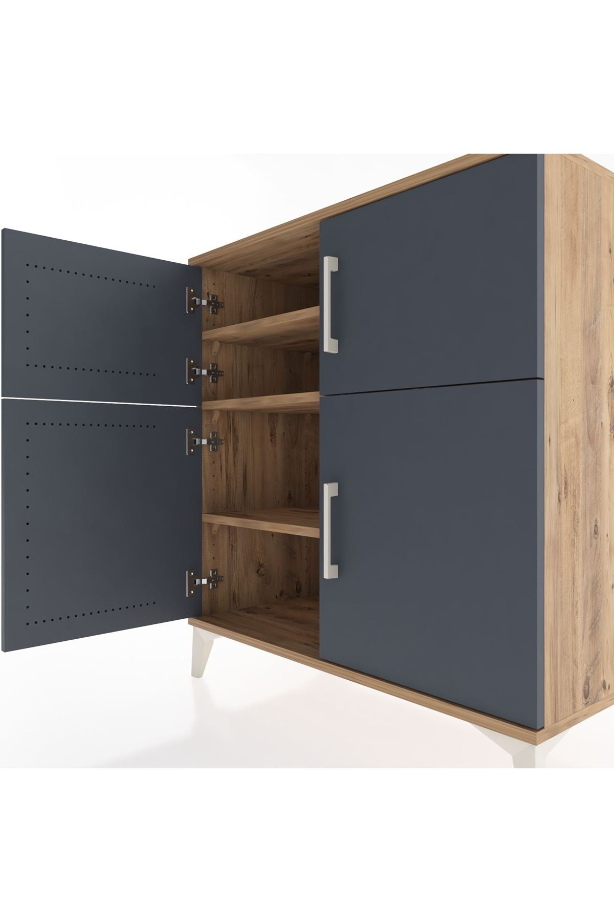 Hyperion Şifonyer 3 Raflı 4 Kapaklı 88x44x96 Çam-Antrasit