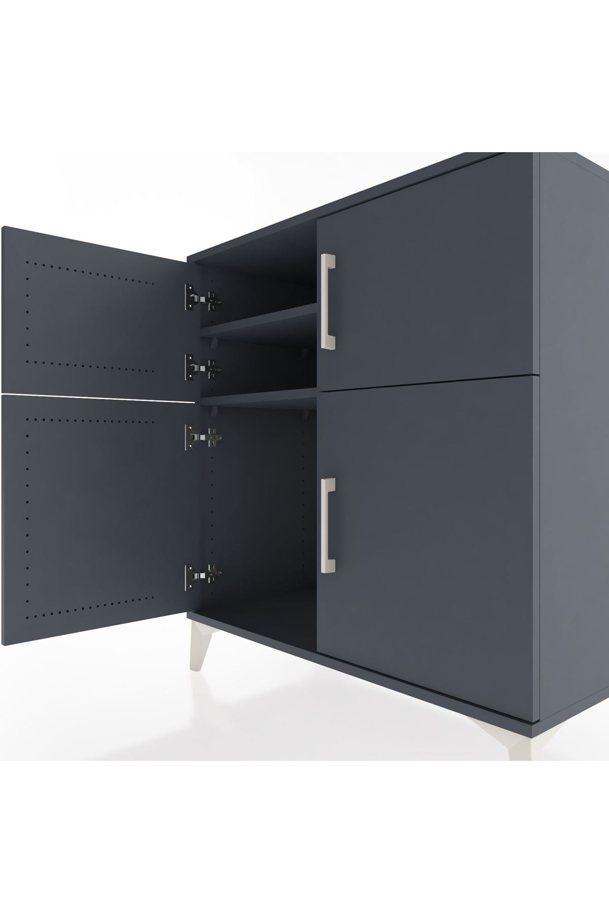 Hyperion Şifonyer 2 Raflı 4 Kapaklı 88x44x96 Antrasit-Antrasit