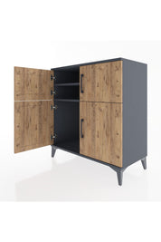 Hyperion Şifonyer 2 Raflı 4 Kapaklı 88x44x96 Antrasit-Çam