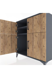 Hyperion Şifonyer 2 Raflı 4 Kapaklı 88x44x96 Antrasit-Çam
