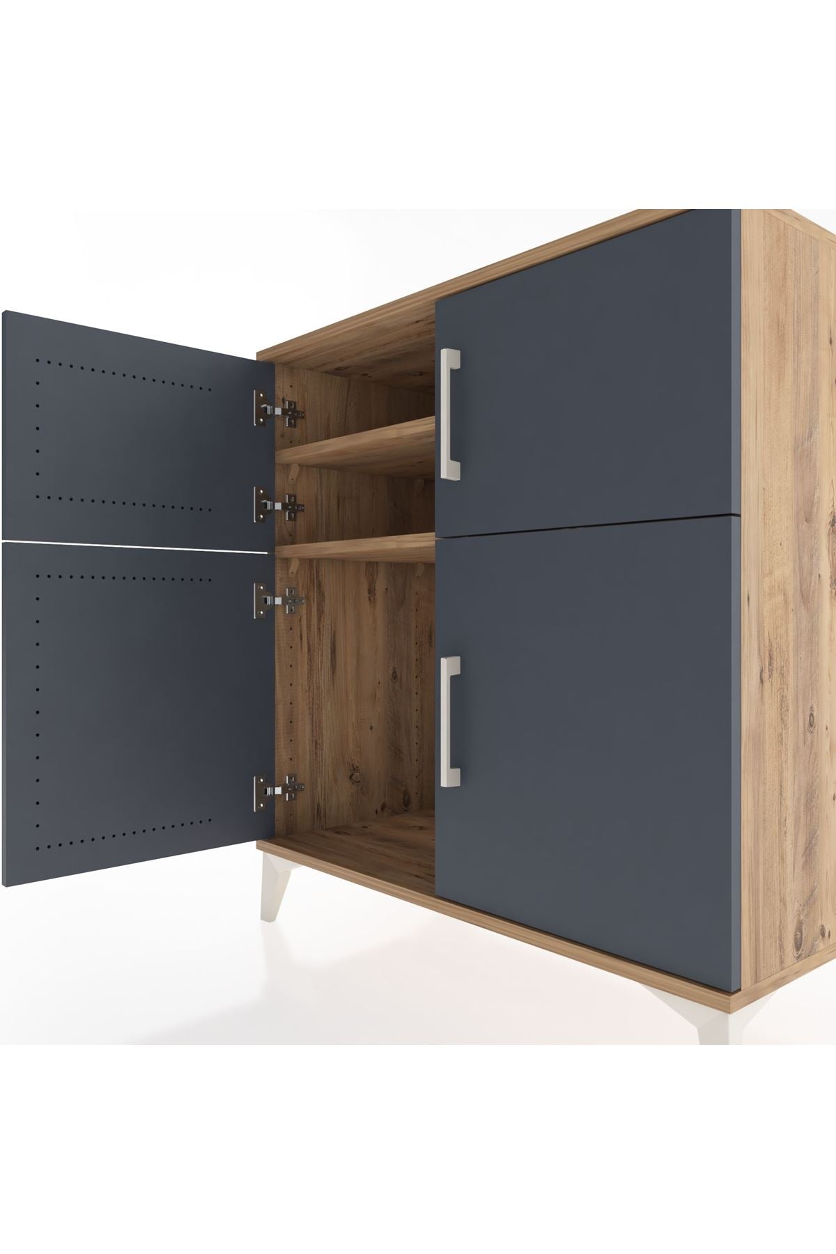 Hyperion Şifonyer 2 Raflı 4 Kapaklı 88x44x96 Çam-Antrasit