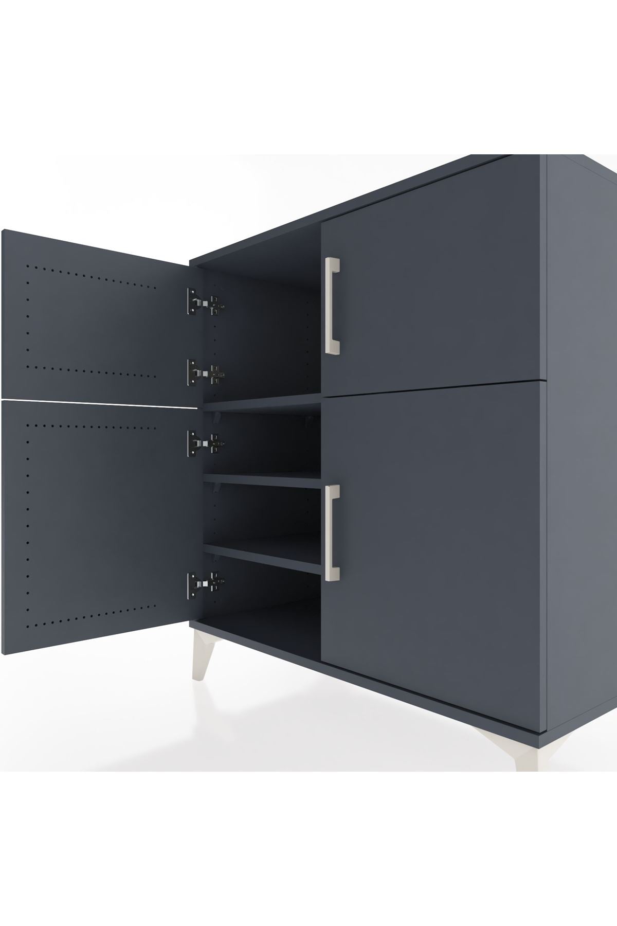 Hyperion Şifonyer 3 Raflı 4 Kapaklı 88x44x96 Antrasit-Antrasit