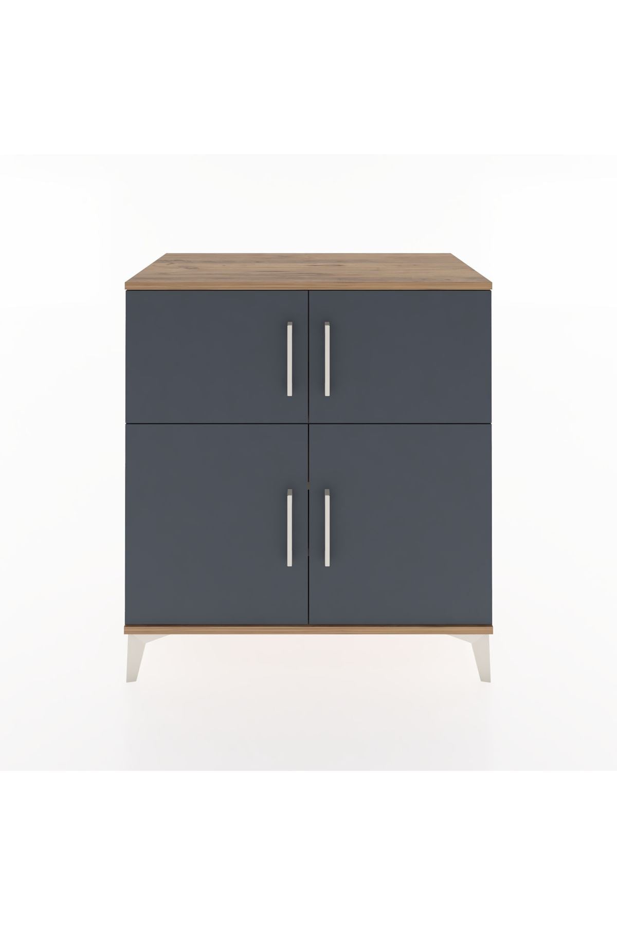 Hyperion Şifonyer 3 Raflı 4 Kapaklı 88x44x96 Çam-Antrasit