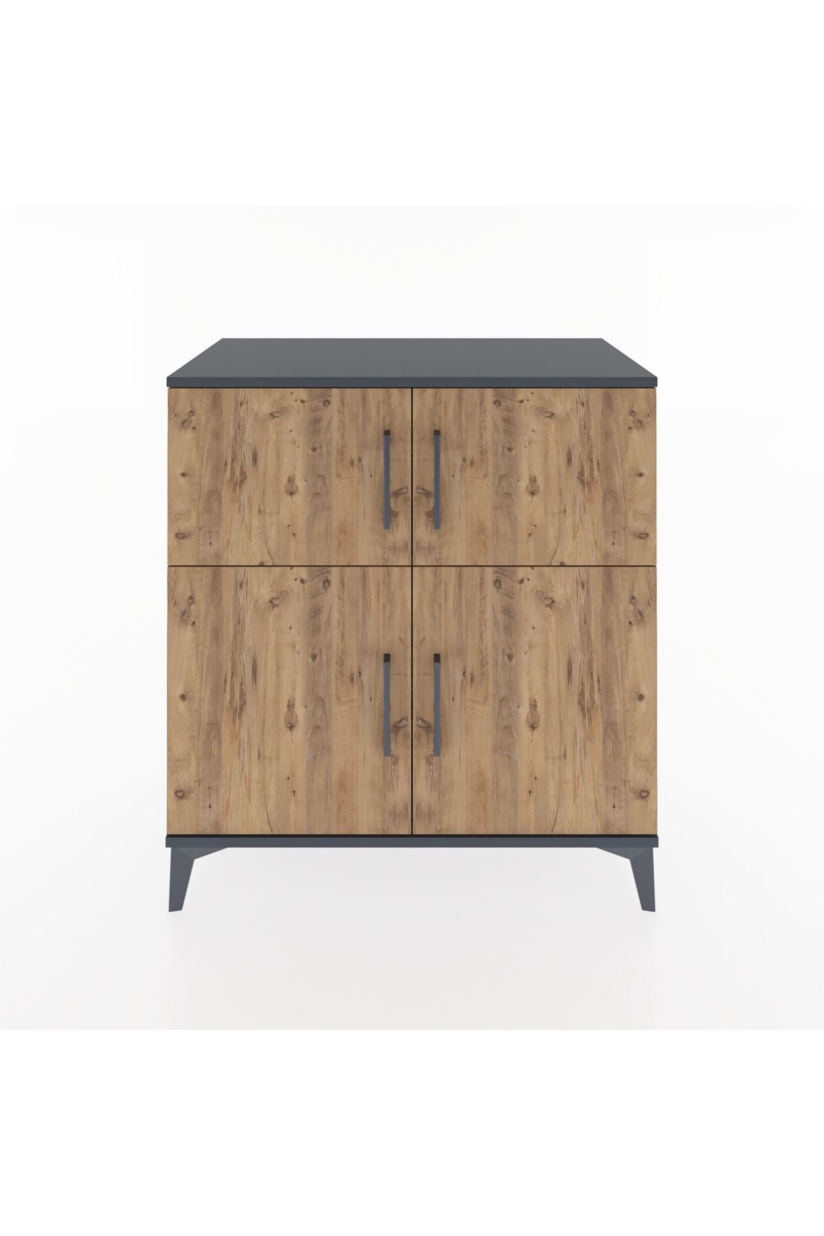 Hyperion Şifonyer Tek Raflı 4 Kapaklı 88x44x96 Antrasit-Çam