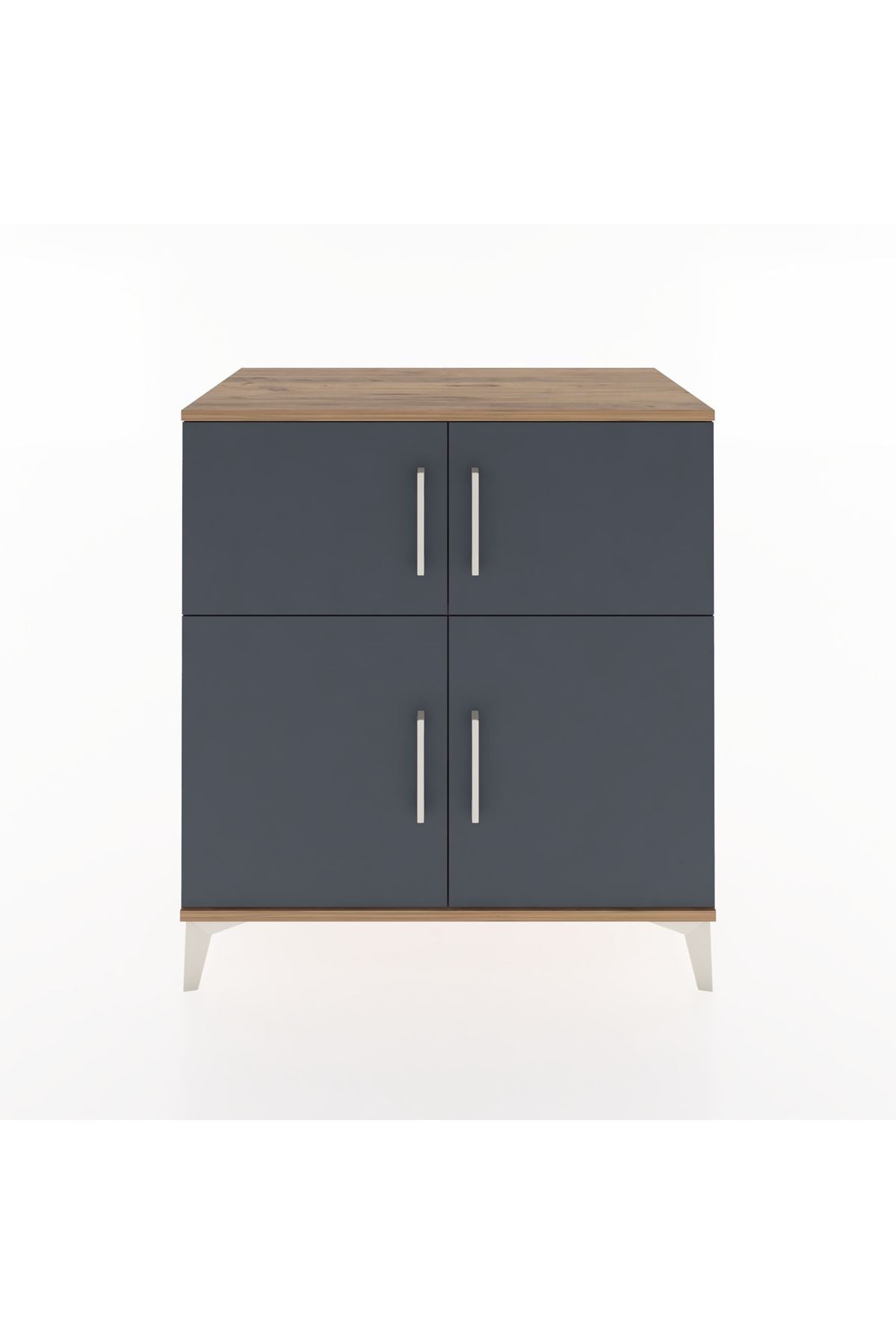 Hyperion Şifonyer Tek Raflı 4 Kapaklı 88x44x96 Çam-Antrasit