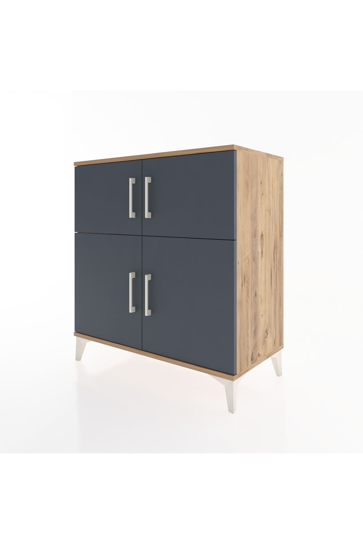 Hyperion Şifonyer Tek Raflı 4 Kapaklı 88x44x96 Çam-Antrasit