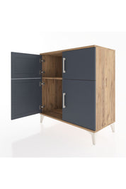 Hyperion Şifonyer Tek Raflı 4 Kapaklı 88x44x96 Çam-Antrasit