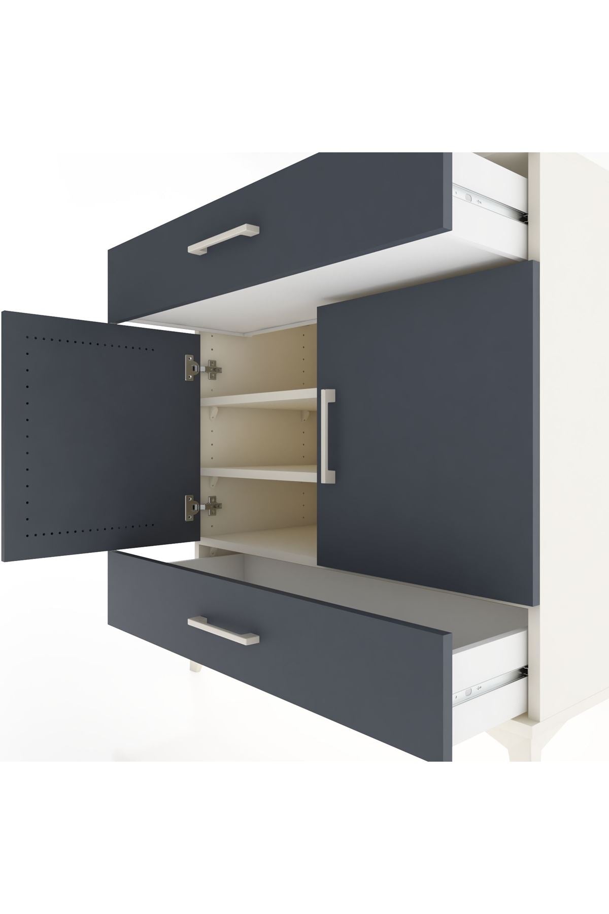 Hyperion Şifonyer 3 Raflı 2 Çekmeceli 2 Kapaklı 88x44x96 Aytaşı-Antrasit