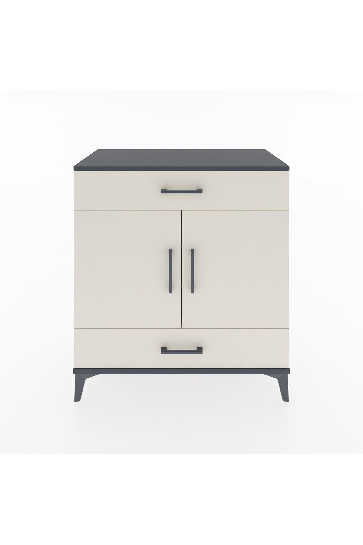 Hyperion Şifonyer 3 Raflı 2 Çekmeceli 2 Kapaklı 88x44x96 Antrasit-Aytaşı