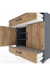 Hyperion Şifonyer 3 Raflı 2 Çekmeceli 2 Kapaklı 88x44x96 Antrasit-Çam