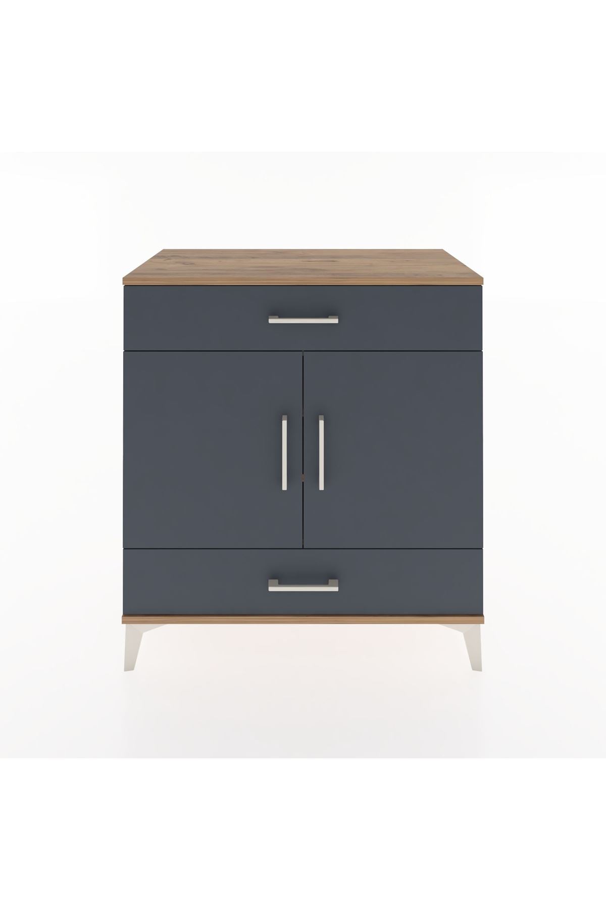 Hyperion Şifonyer 3 Raflı 2 Çekmeceli 2 Kapaklı 88x44x96 Çam-Antrasit