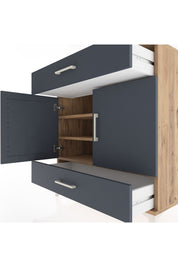 Hyperion Şifonyer 3 Raflı 2 Çekmeceli 2 Kapaklı 88x44x96 Çam-Antrasit