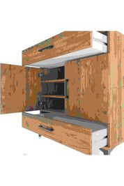 Hyperion Şifonyer 3 Raflı 2 Çekmeceli 2 Kapaklı 88x44x96 Çam-Çam