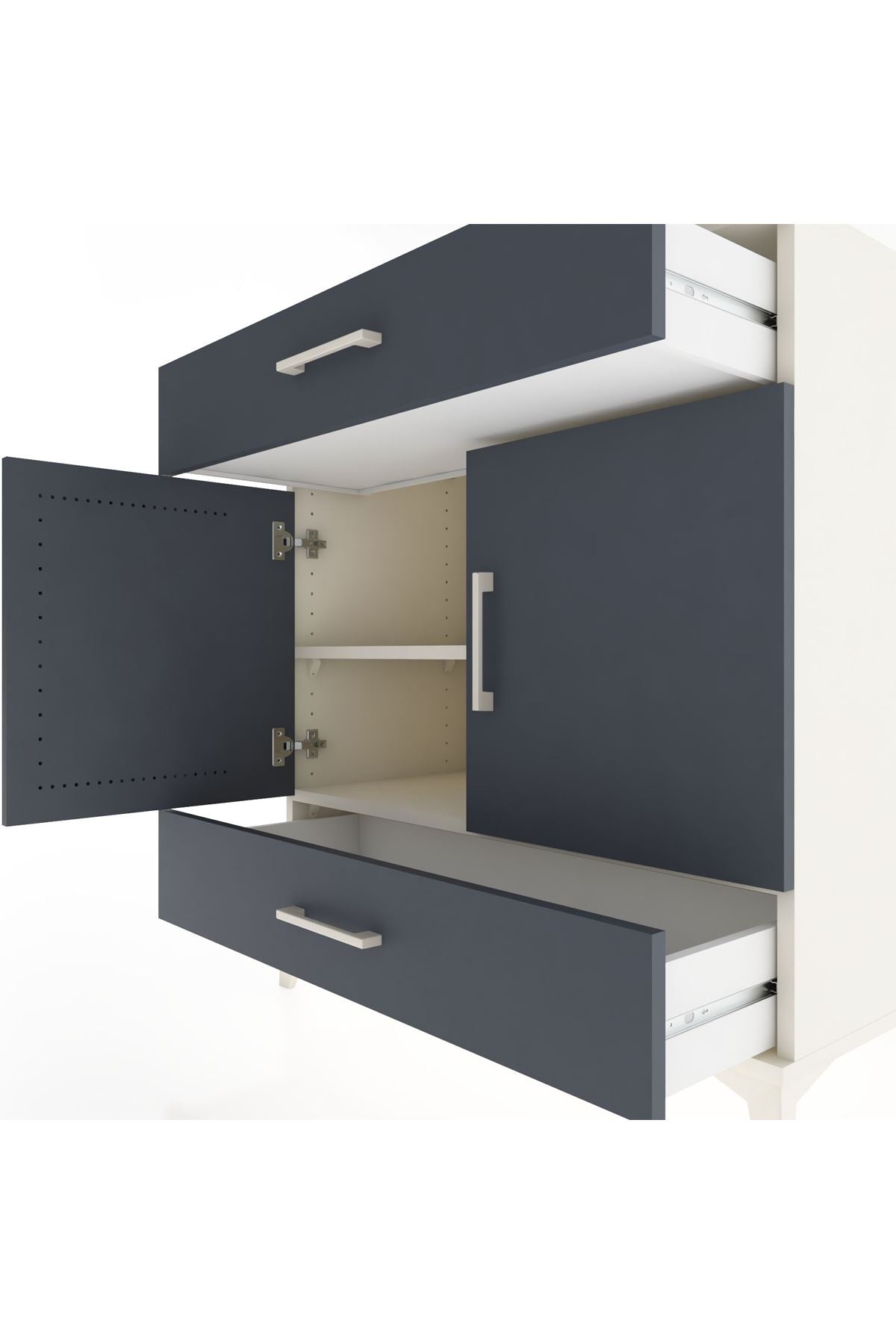 Hyperion Şifonyer 2 Raflı 2 Çekmeceli 2 Kapaklı 88x44x96 Aytaşı-Antrasit