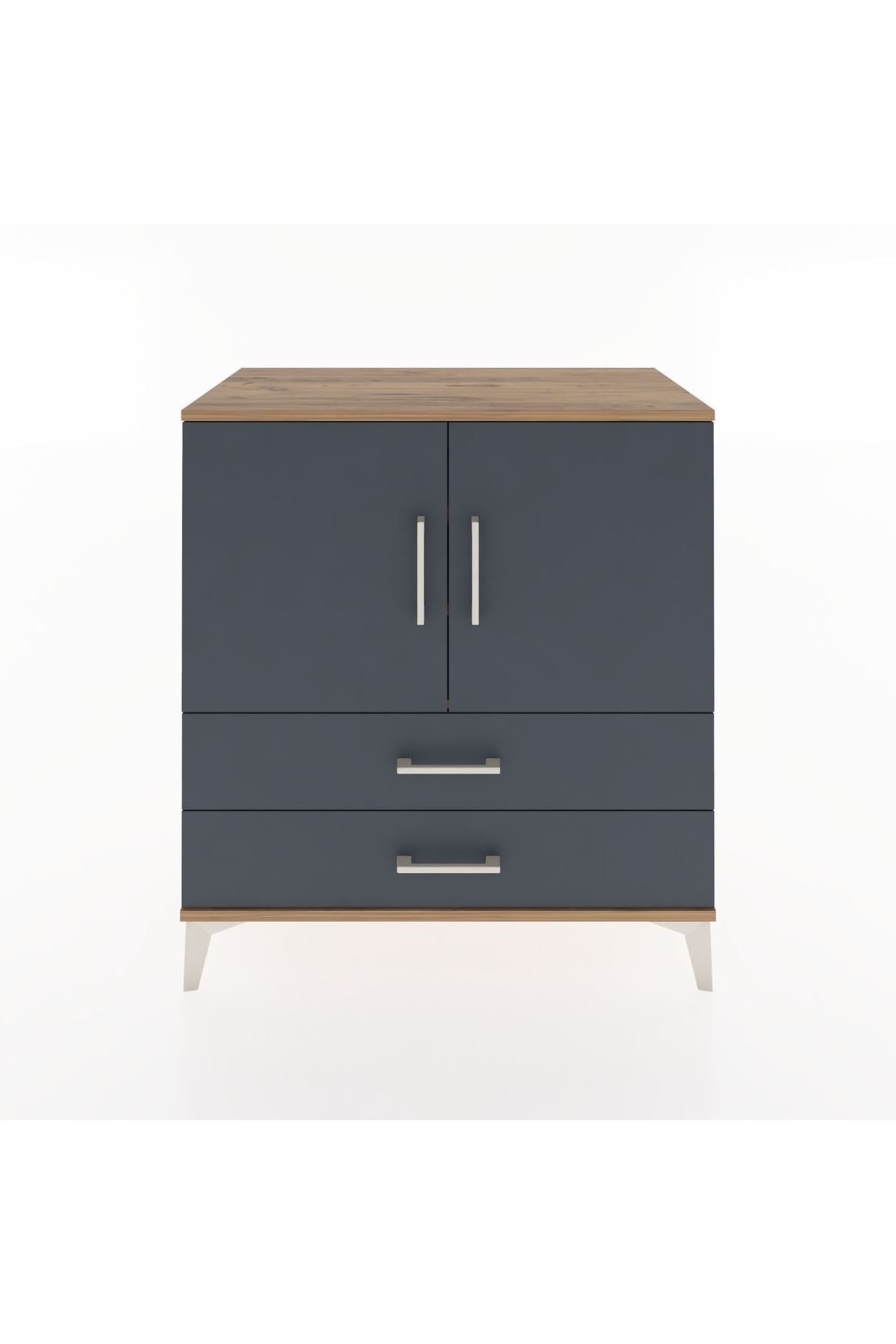 Hyperion Şifonyer 3 Raflı 2 Çekmeceli 2 Kapaklı 88x44x96 Çam-Antrasit